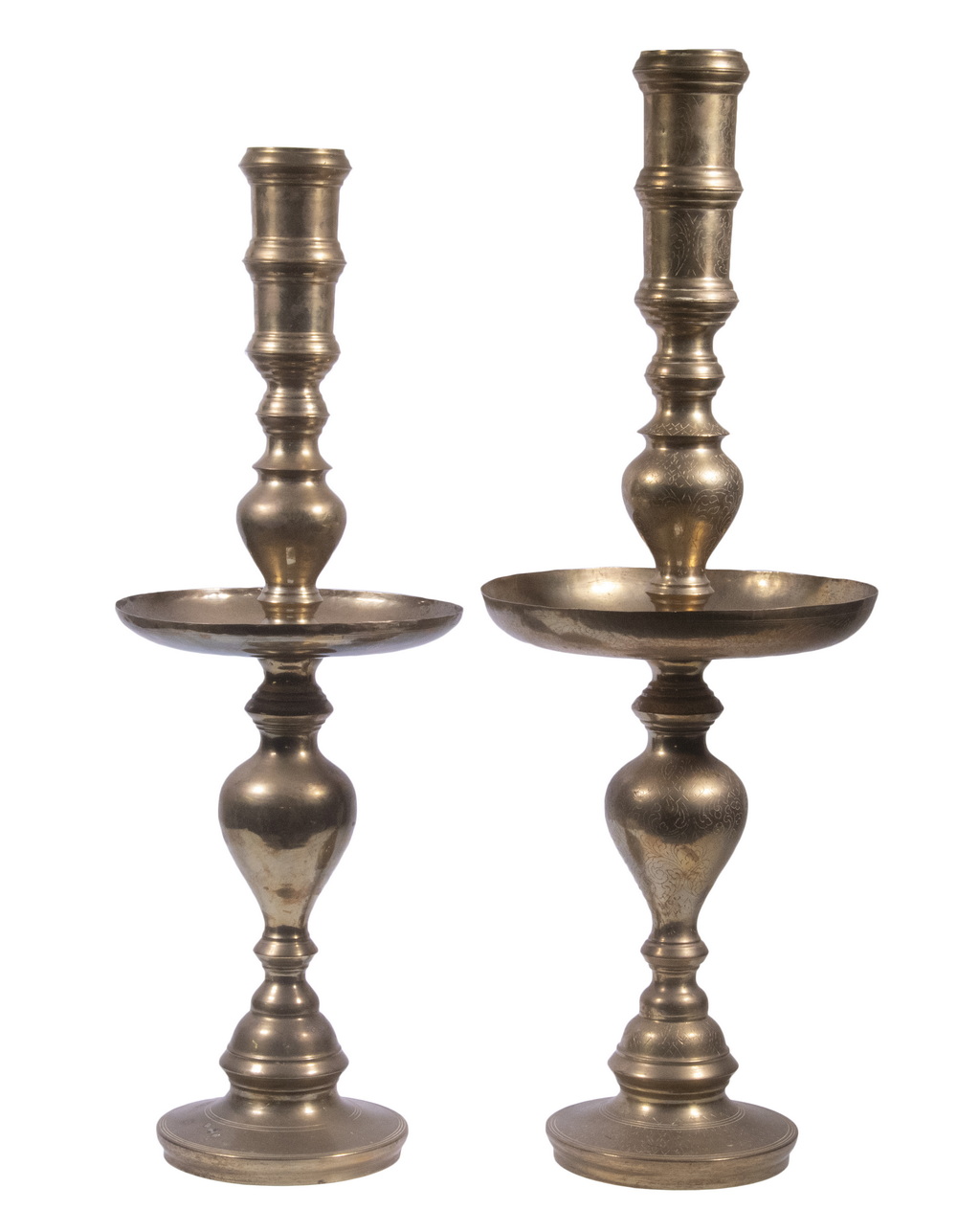 (2) VINTAGE OVERSIZE BRASS CANDLE