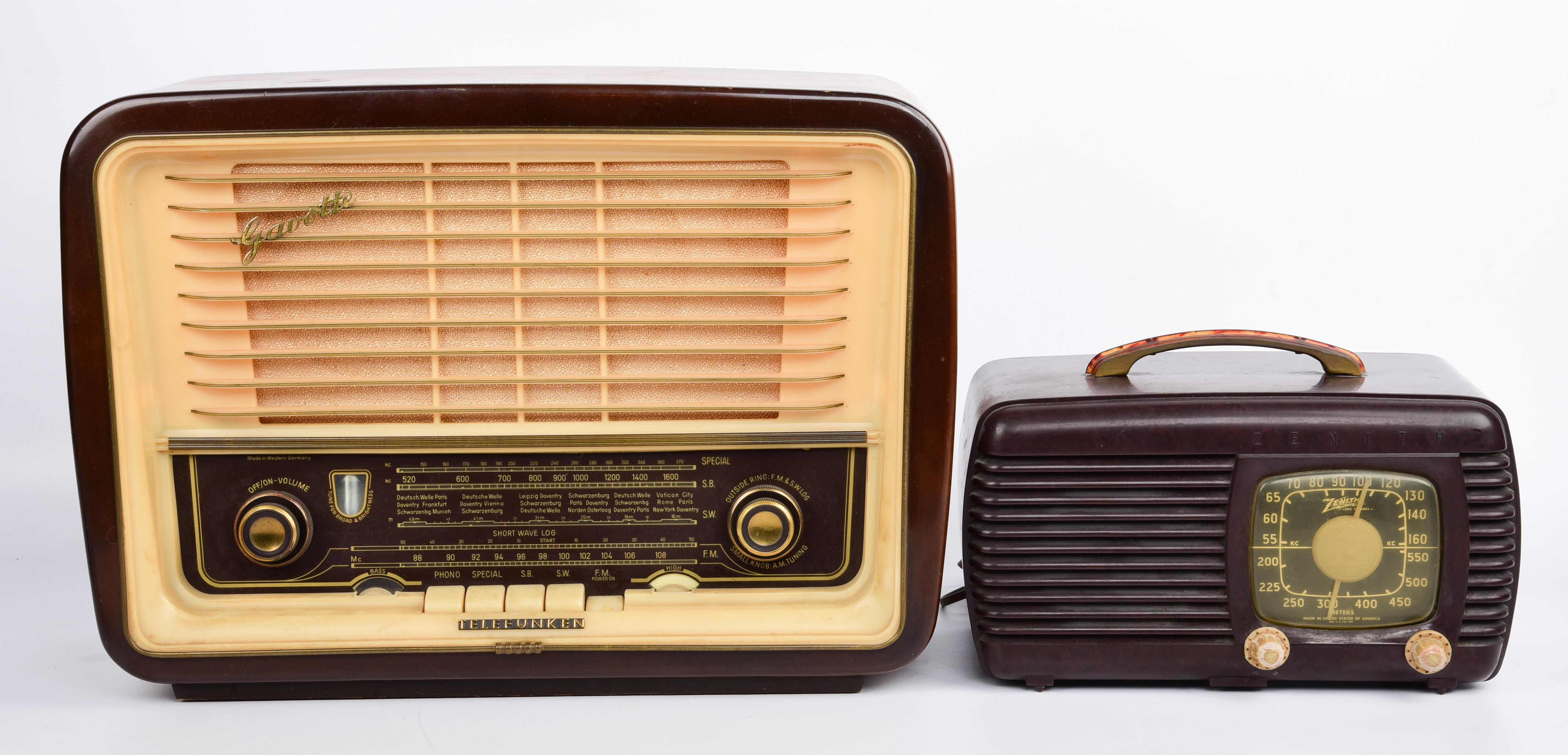 (2) Vintage radios, c/o Zenith