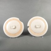 2 VINTAGE STONEWARE CROCK LIDS