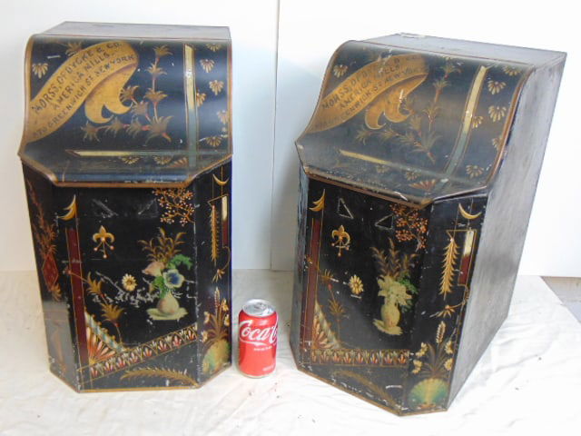 2 VINTAGE TOLE PAINT DECORATED
