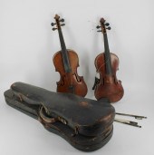 2 VIOLINS, BOWS AND CASES AS /