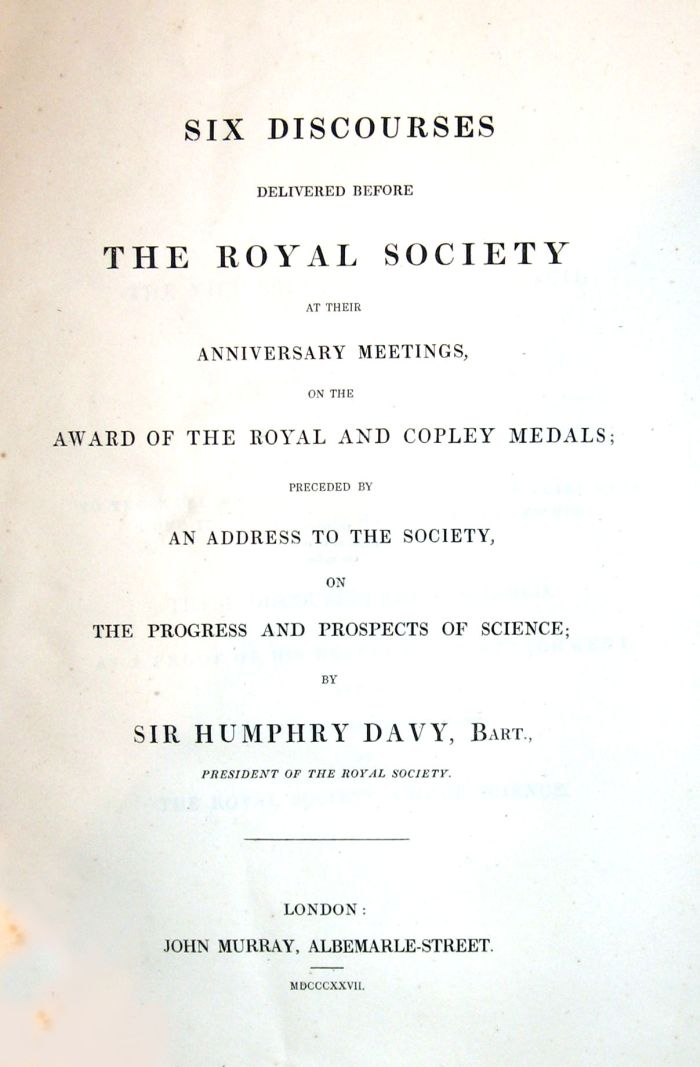 2 vols.  Davy, Sir Humphrey: