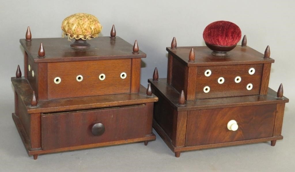2 WALNUT SEWING STANDSca.