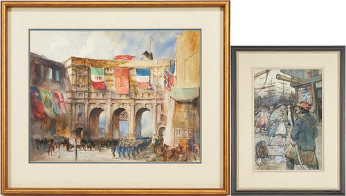 2 WATERCOLOR PAINTINGS, INCL.