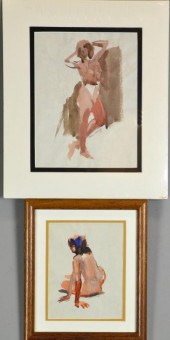 (2) Watercolor Sketches of Nud
