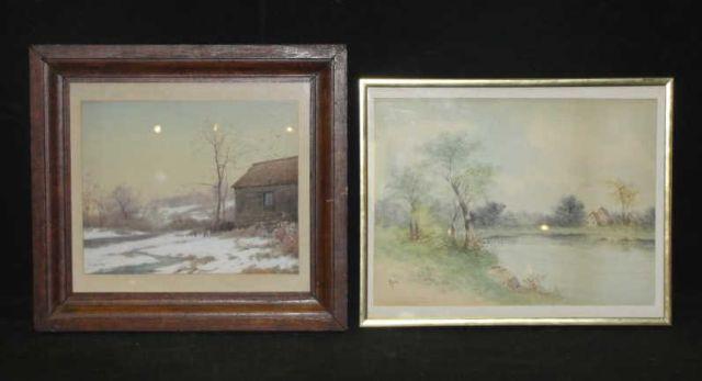 2 Watercolors. 1 signed MARTIN, 1