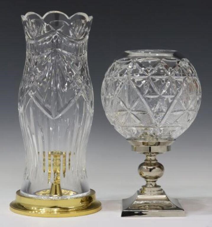 (2) WATERFORD CUT CRYSTAL HURRICANE