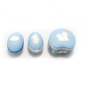 2 WEDGWOOD JASPERWARE EGGS, 1