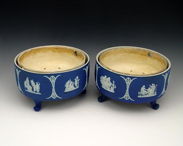 2 WEDGWOOD JASPERWARE FERNERS: With