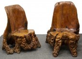 (2) WELL-CARVED FREE-FORM TEAK