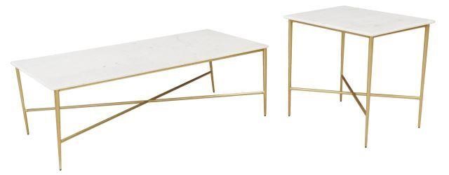 (2) WEST ELM NEVE MARBLE-TOP SIDE &