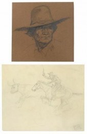 (2) WESTERN DRAWINGS, CHAS. HA