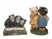 (2) Whimsical cast iron cat do