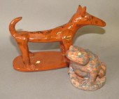 2 WHIMSICAL FOLK ART REDWARE F