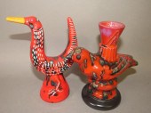 2 WHIMSICAL POTTERY BIRD FIGUR