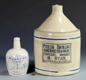 2 WHISKEY STONEWARE ADVERTISIN
