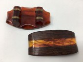 2 WOOD AND BAKELITE BRASS PINS