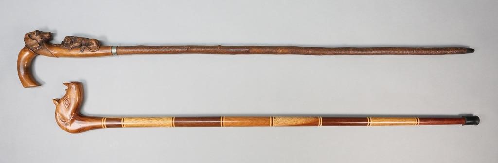 2 WOOD CARVED CANES2 carved canes /