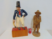 2 WOOD CARVINGS, ONE PAINTED,