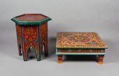 2 WOOD FLORAL FOLK ART STANDS2