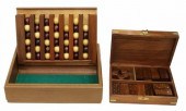 (2) WOOD GAME BOXES DOMINOES,