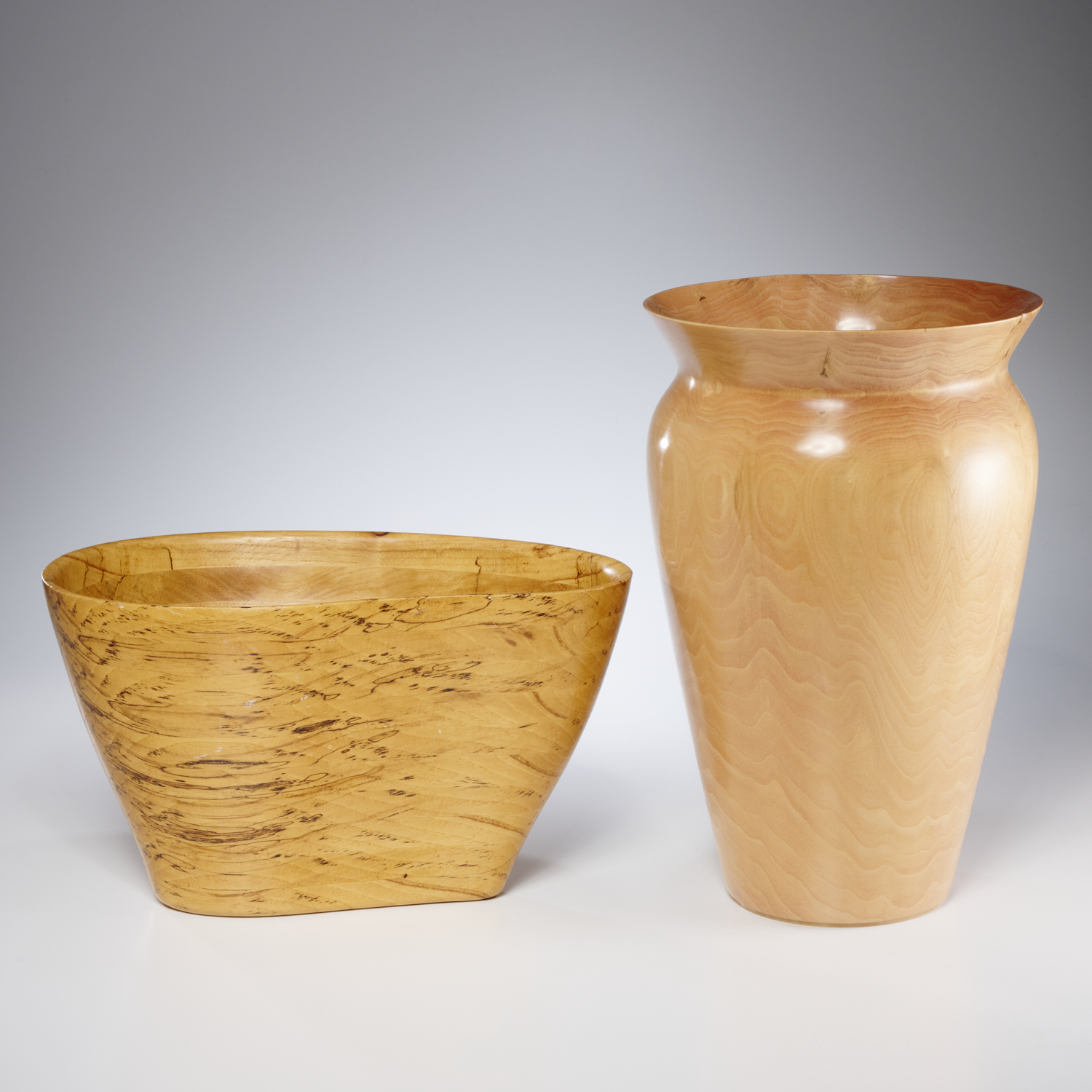 (2) WOOD STUDIO VASES, INCL.