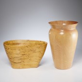 (2) WOOD STUDIO VASES, INCL. P