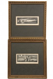 (2) WOODCUT PRINTS - Couples i