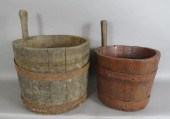 2 WOODEN PIGGIN HANDLED BUCKET