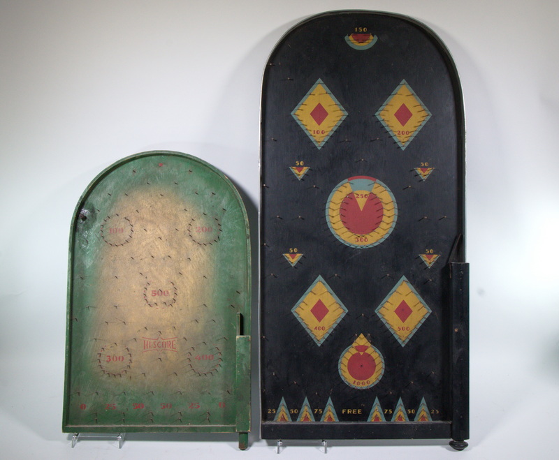 (2) WOODEN TABLETOP PINBALL