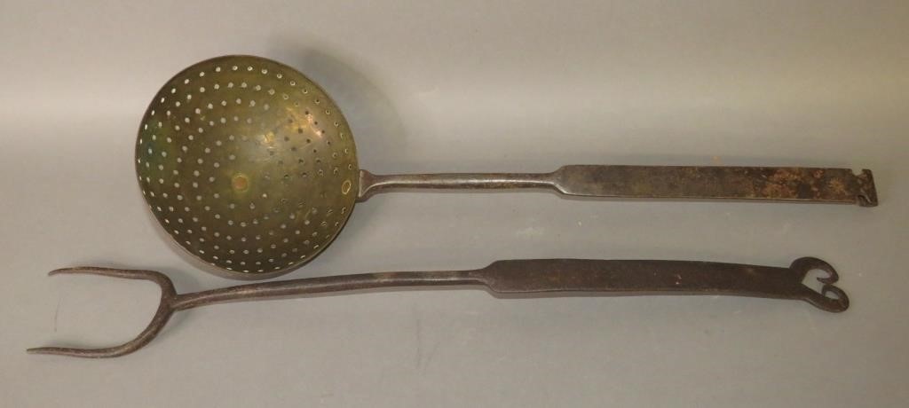 2 WROUGHT HEARTH UTENSILSca.