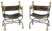 (2) WROUGHT IRON &AMP; LEATHER