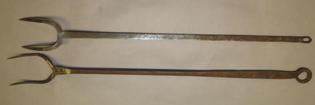 2 WROUGHT IRON BUTCHER FORKSca.