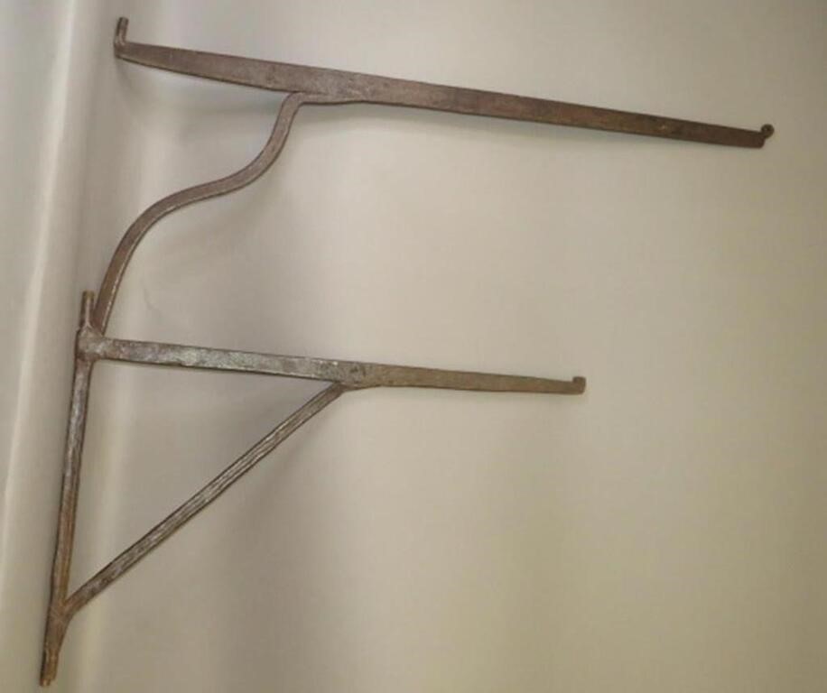2 WROUGHT IRON FIRE CRANESca.