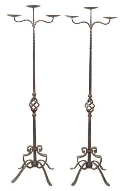 (2) WROUGHT IRON FLOOR STANDING
