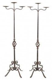 (2) WROUGHT IRON FLOOR STANDIN