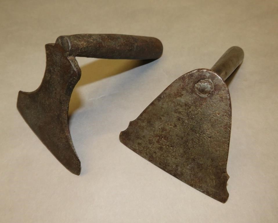 2 WROUGHT IRON ROD HANDLED DOUGH
