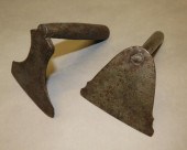 2 WROUGHT IRON ROD HANDLED DOU