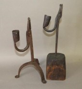 2 WROUGHT IRON RUSH LAMPSca. u