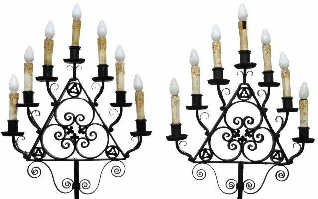 (2) WROUGHT IRON SEVEN-LIGHT