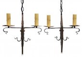 (2) WROUGHT IRON TWO-LIGHT CHA