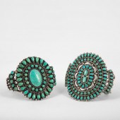 2 ZUNI SILVER AND TURQUOISE CL