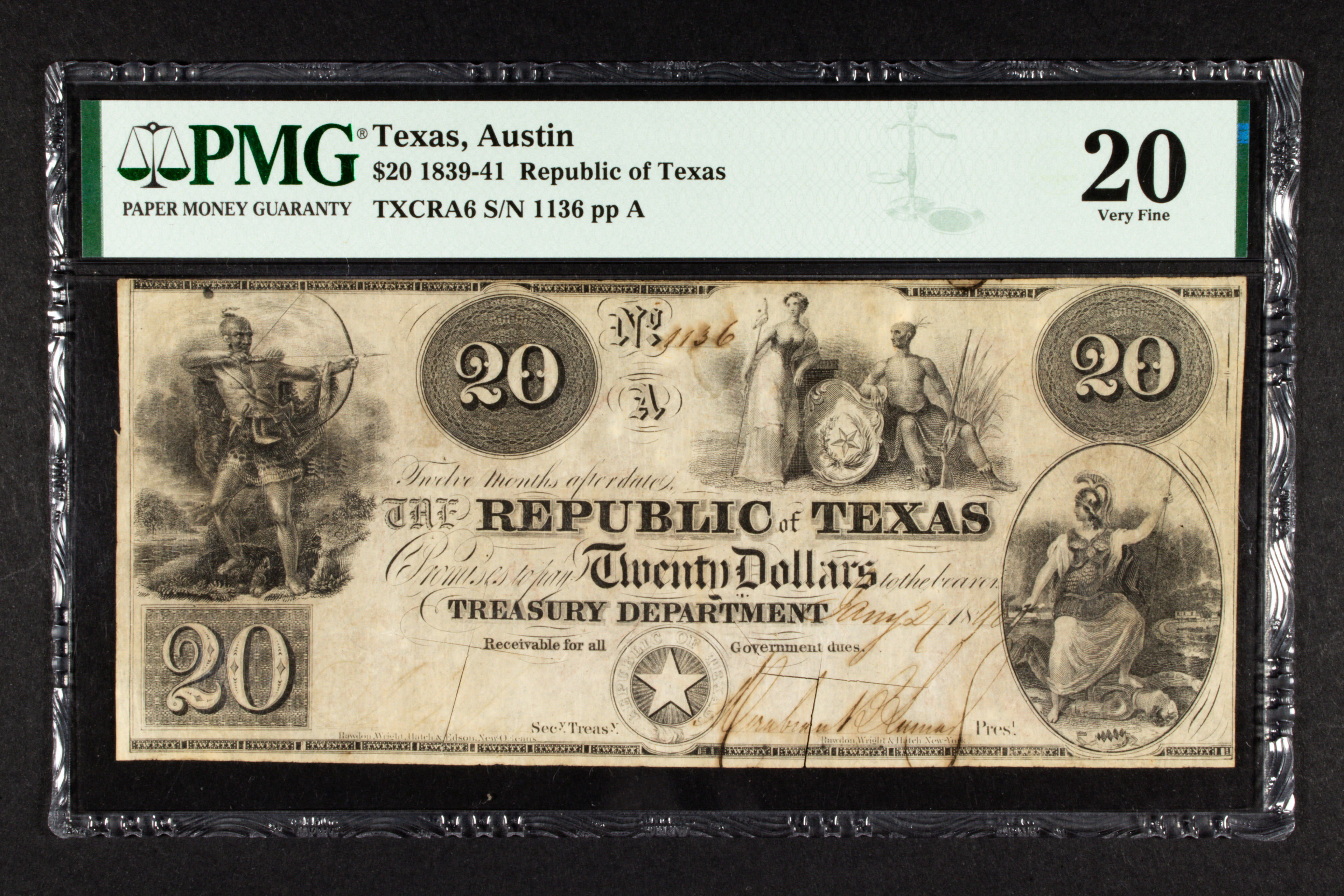 $20 CURRENCY 1839-41 REPUBLIC OF