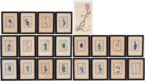 20 FRAMED CHINESE PITH PAINTINGS