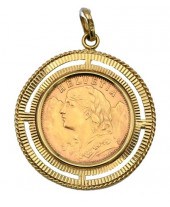 20 FRANC GOLD COIN IN 18 KARAT