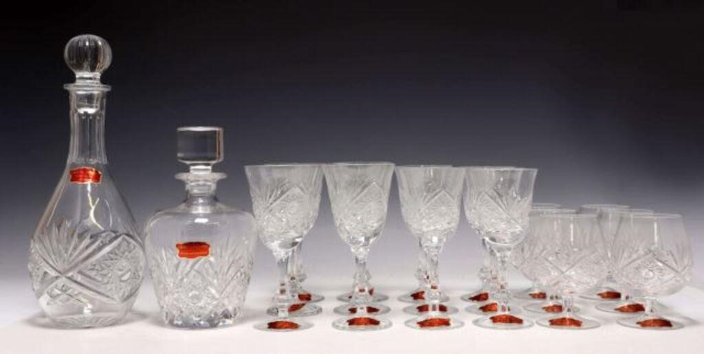(20) FRENCH CRYSTAL WINE & BRANDY