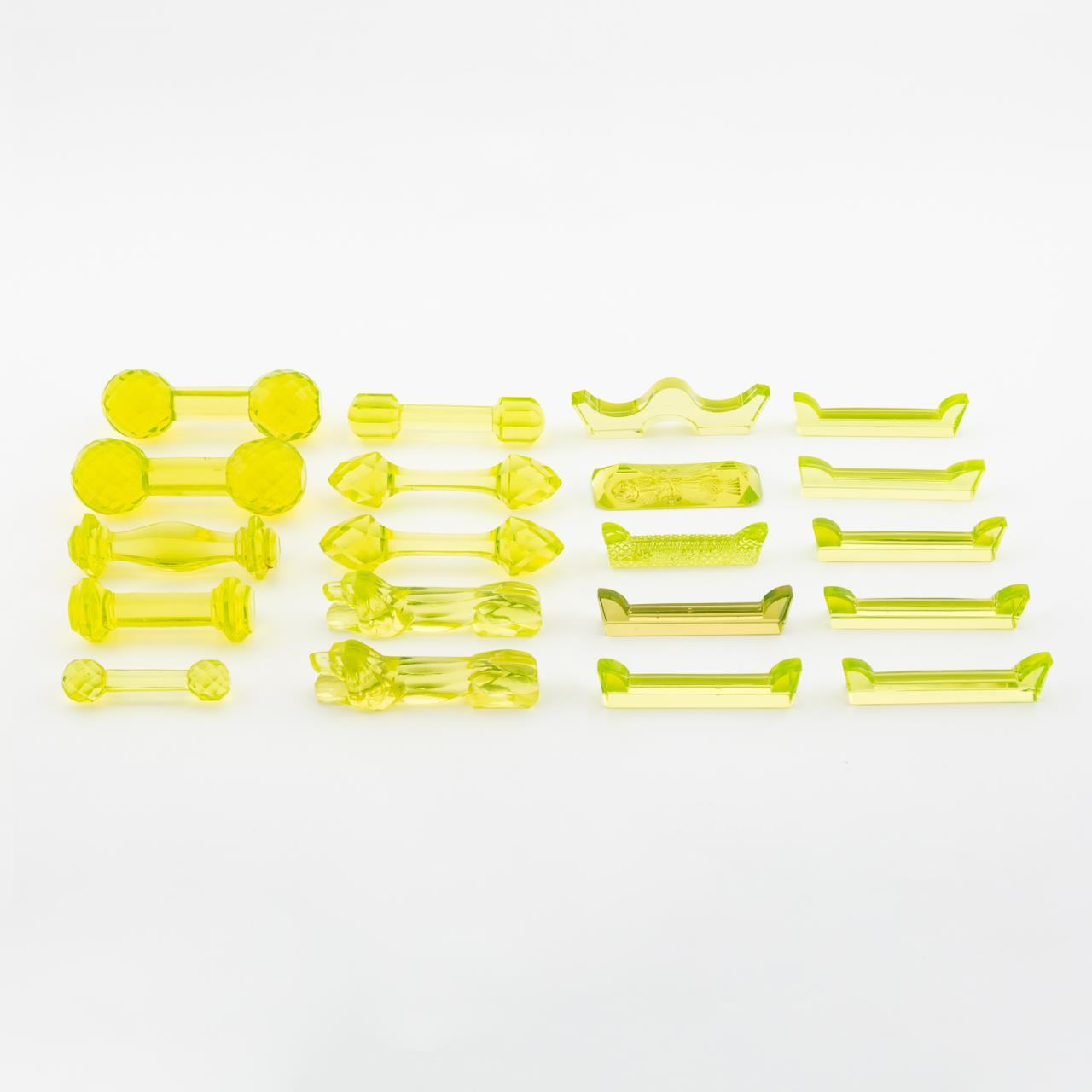 20 MISC. VASELINE GREEN CUT GLASS