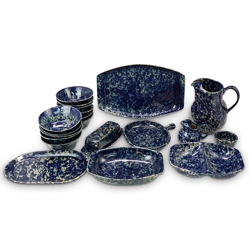 (20 PC) AGATE BLUE POTTERY SET BY