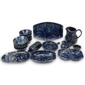 (20 PC) AGATE BLUE POTTERY SET