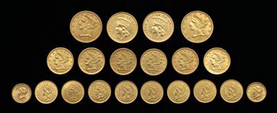 20 replicas of U.S. gold coins: two